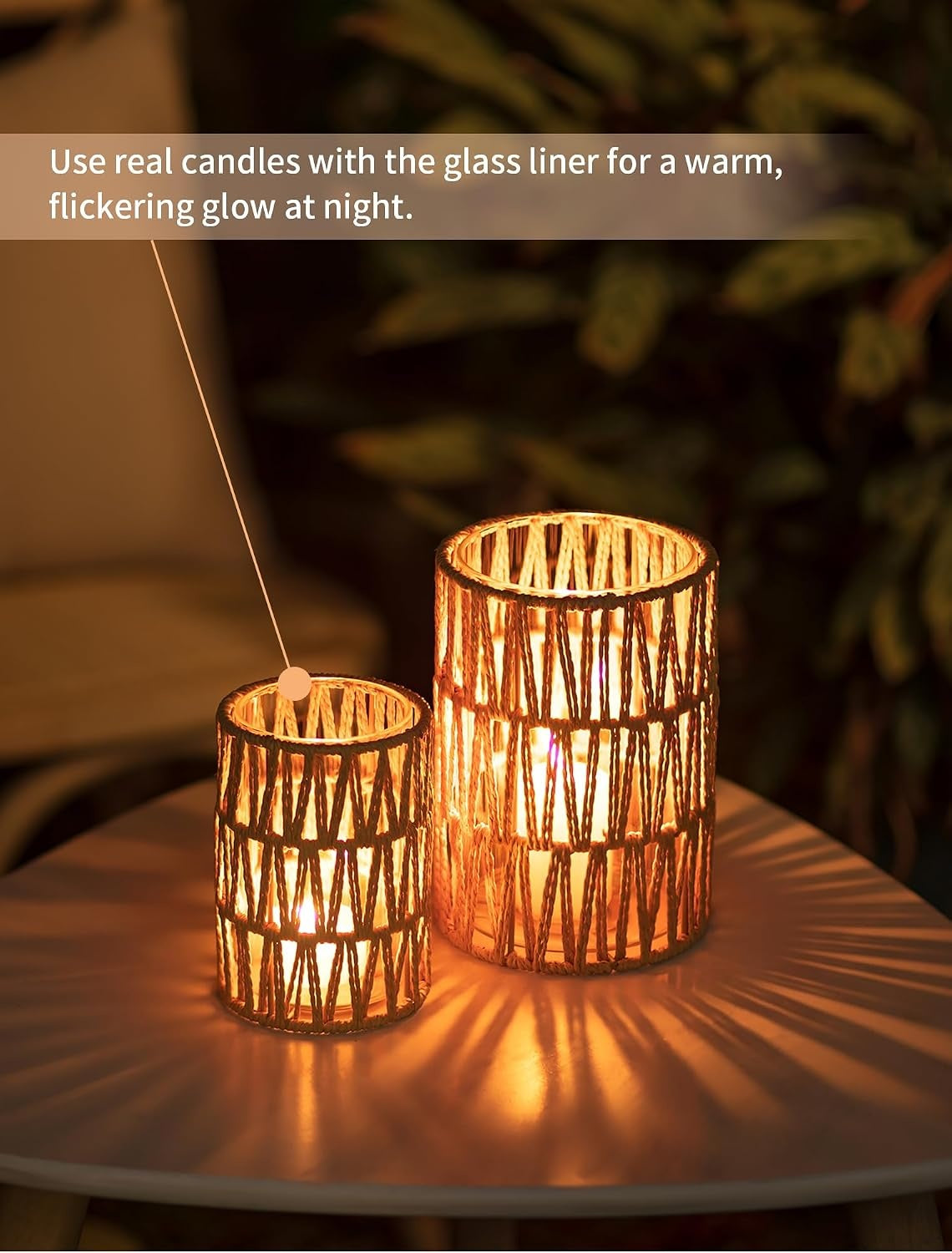 Woven Lantern Candle Holder Set