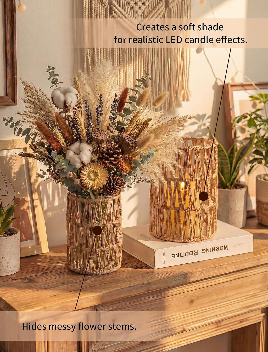 Woven Lantern Candle Holder Set