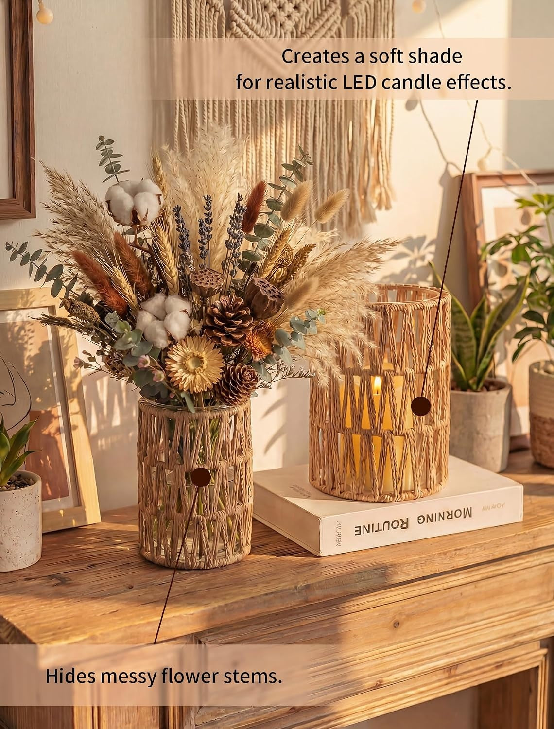 Woven Lantern Candle Holder Set
